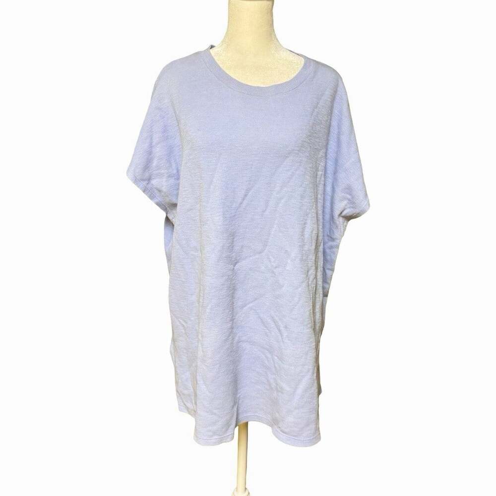 Eileen Fisher Blue Organic Cotton Knit Round Neck Short Sleeve Top 1X